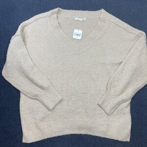 Altar'd State Sweater Womens XL Beige V Neck Soft Boucle Knit Sparkle Pullover